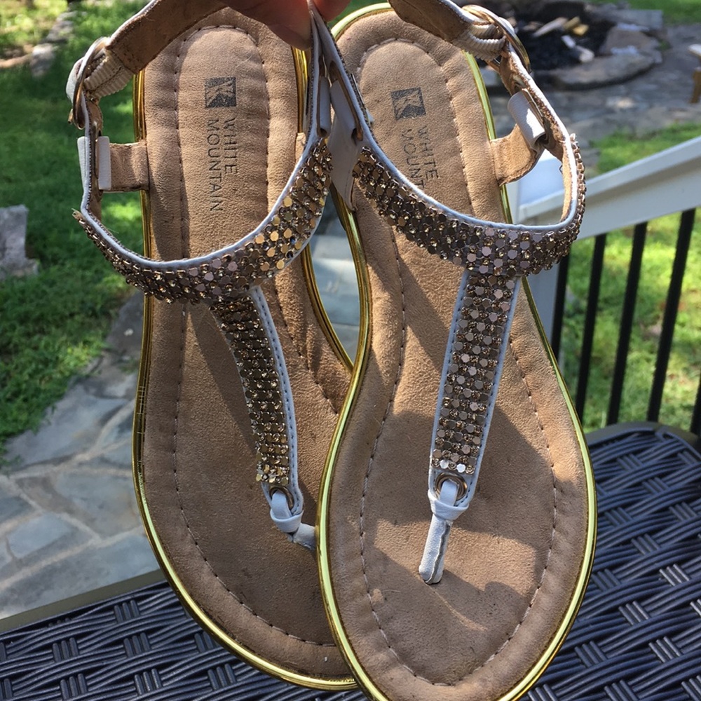 White gemmed flats